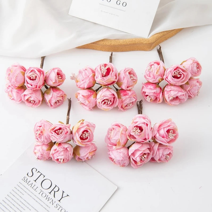 6-Pack Silk Artificial Roses – Wedding Bouquet & Home Décor Artificial Silk Flowers Babs