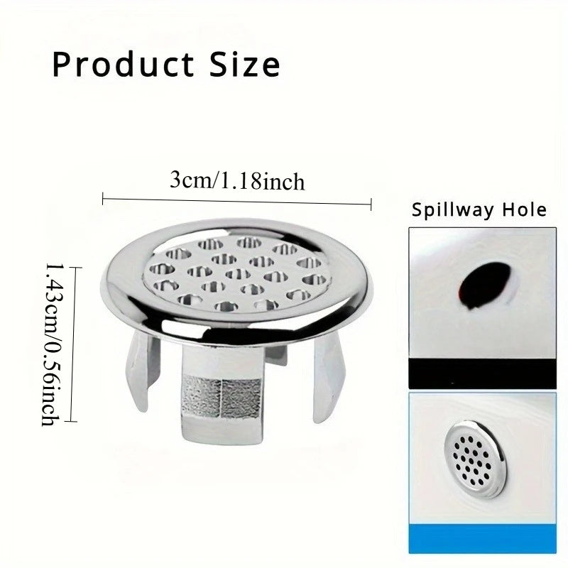 4pcs ABS Basin Sink Overflow Cover Ring & Drain Cap Replacement Overflow Cover Ring Babs