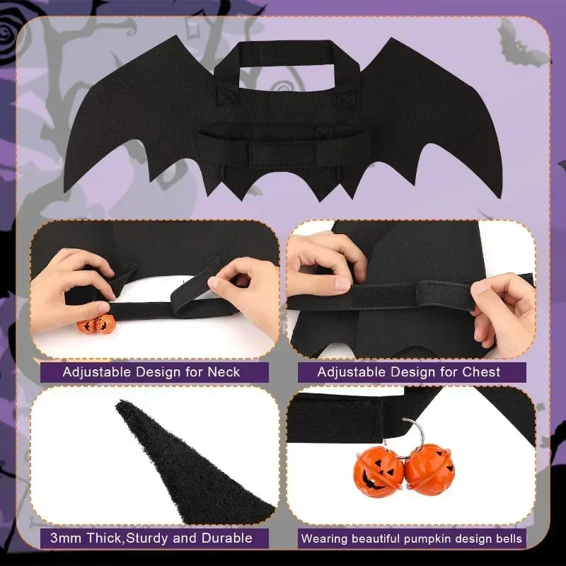 Pet Bat Wings Halloween Costume for Cats & Dogs | Adjustable Pet Halloween Costume Babs