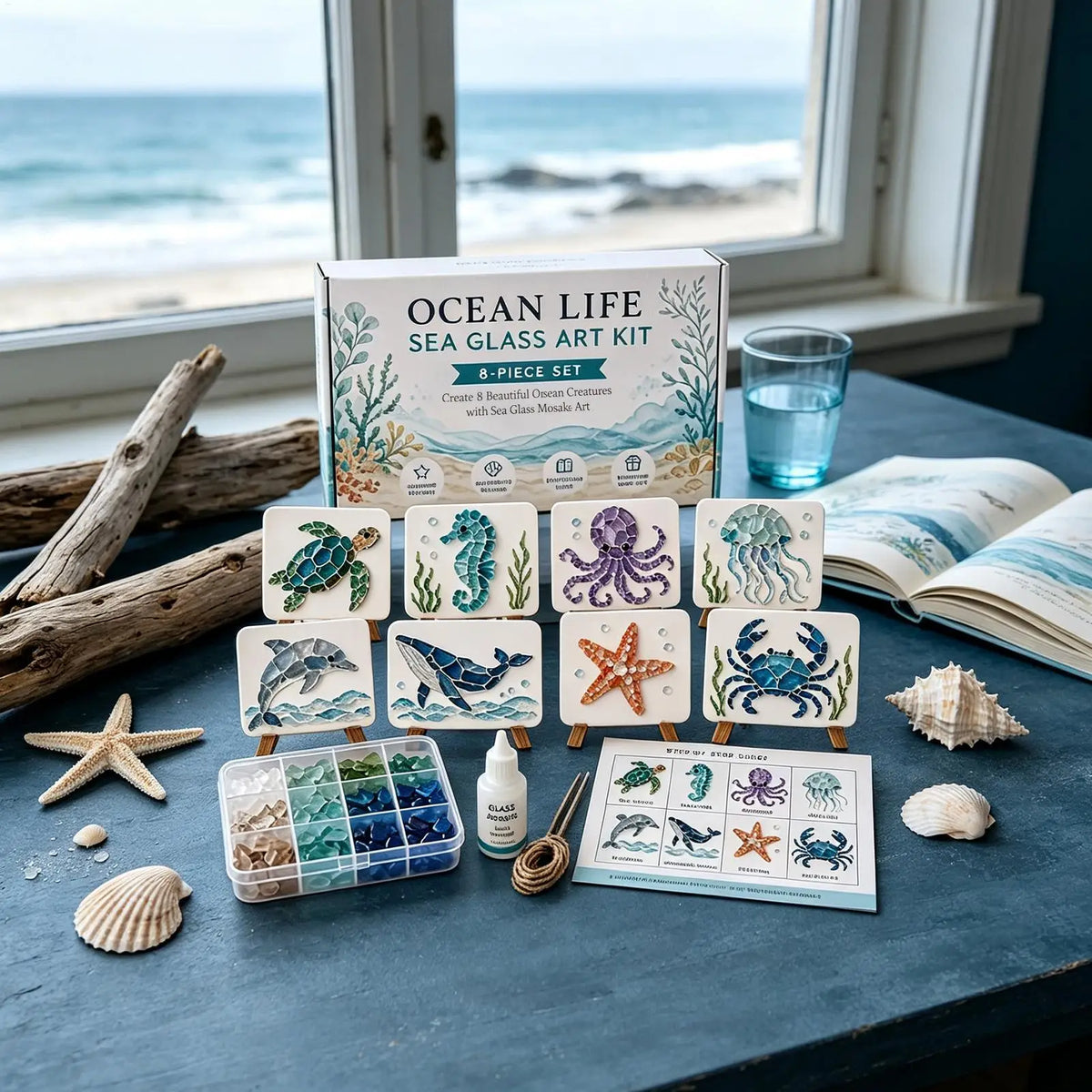 Garden Bloom Sea Glass Mosaic DIY Craft Kit – Floral & Butterfly Mosaic DIY Craft Kit Babs