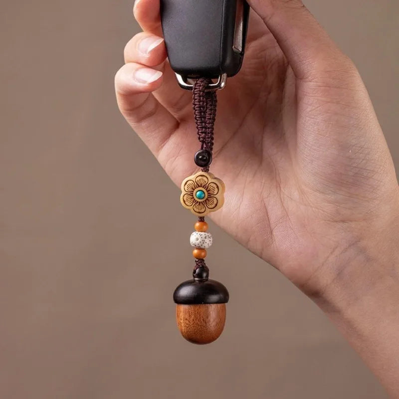 Car Keychain Charm Twist Openable Wood Pendant – Unisex Keychain Charm Pendant Babs B