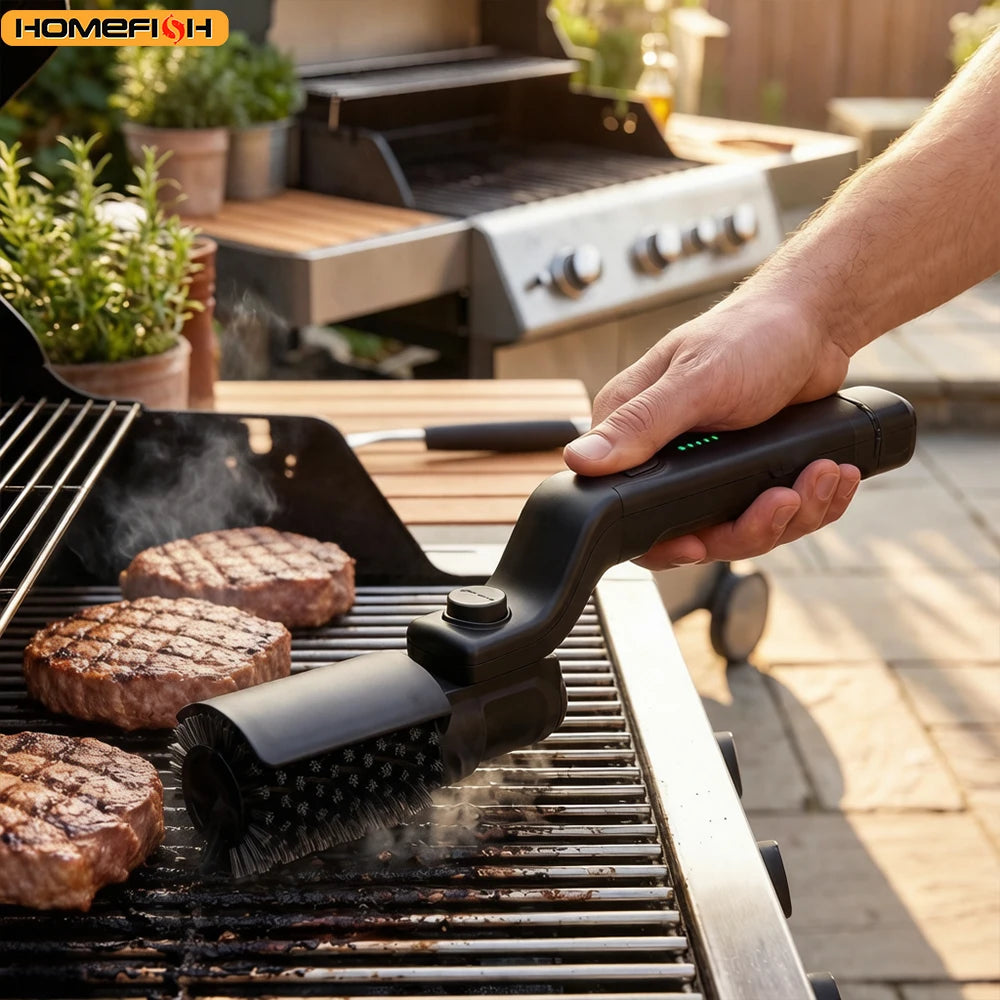Heavy-Duty BBQ Grill Roller Brush – Outdoor Grate Cleaner Grill Cleaning Brush Babs