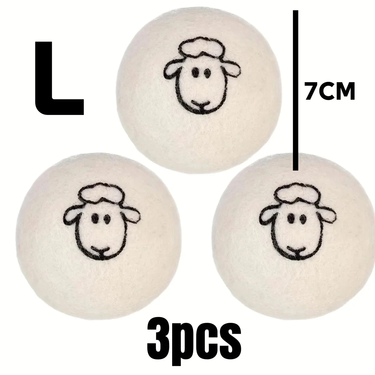 Wool Dryer Balls 3/6 Pack – Reusable Fabric Softener Felt Wool Dryer Balls Babs 7cm 3pcs