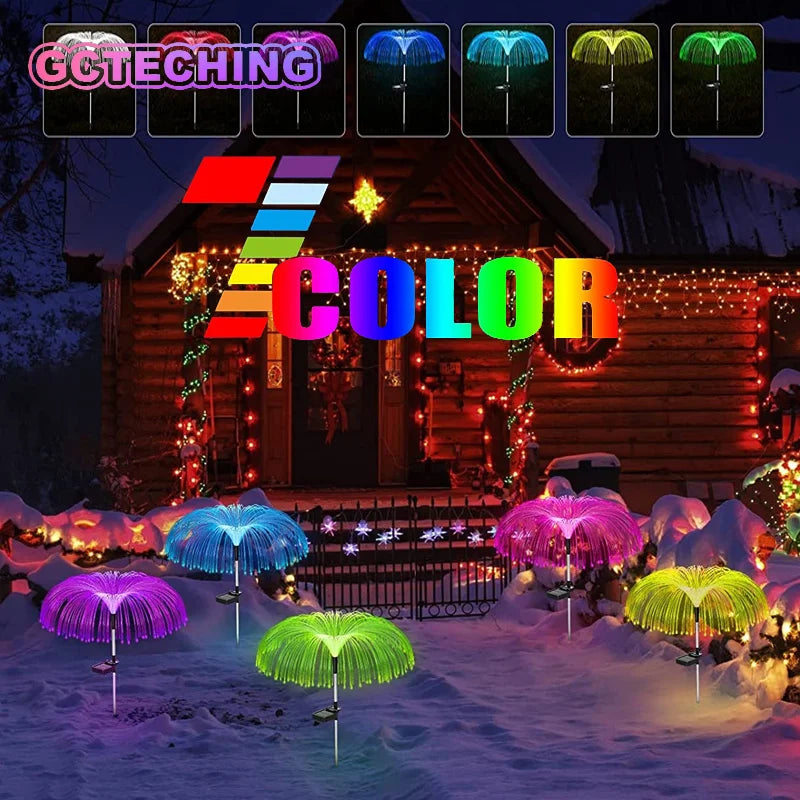 Solar Fiber Jellyfish Garden Stake Light – Color-Changing LED Lawn Solar Garden Stake Light Babs