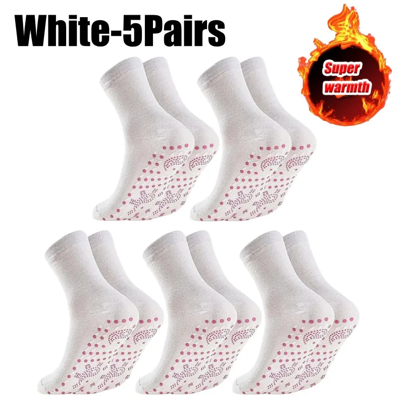 Magnetic Therapy Massage Socks – Warm Non-Slip Winter Socks Magnetic Therapy Socks Babs White-5Pairs