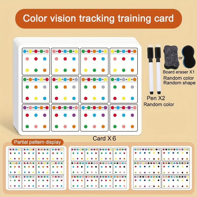 Kids Visual Tracking & Attention Training Cards – Color & Number Educational Flash Cards Babs Dot style