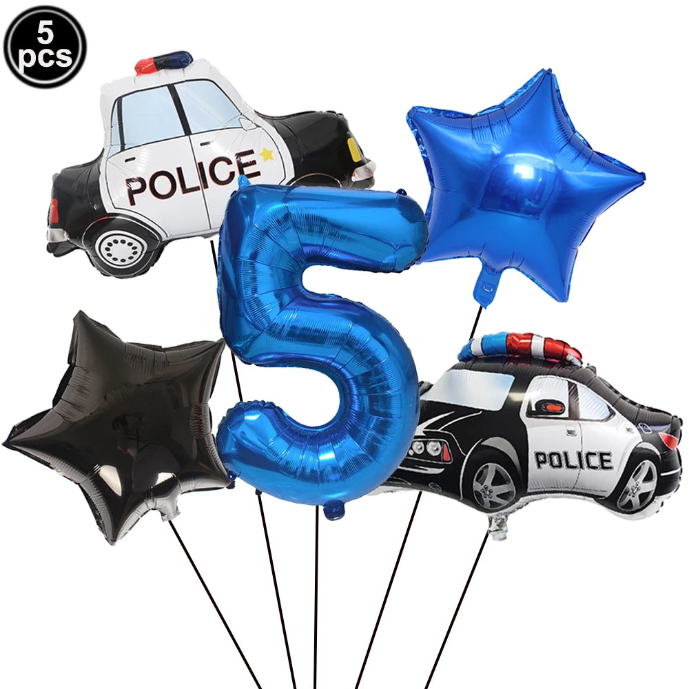 Police Theme Kids Party Supplies – Plates, Cups & Balloons Set