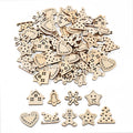50Pcs Unfinished Christmas Wooden Ornaments DIY Tree Pendants Christmas Wood Ornaments Babs B