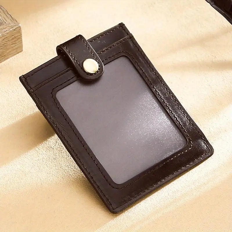 Leather Pull-Out Card Holder – Slim Unisex Wallet with Buckle Leather Card Holder Babs black