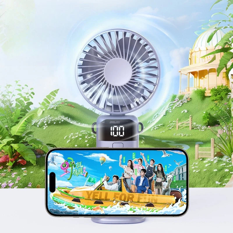 USB Rechargeable Foldable Mini Fan with Digital Display Handheld Mini Fan Babs