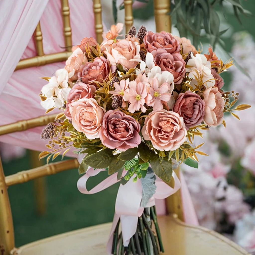 Artificial Silk Rose Peony Bouquet – Wedding & Home Décor Artificial Flower Bouquet Babs