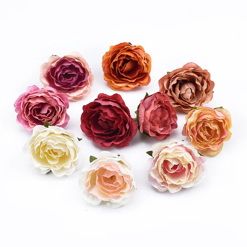 50/100pcs Silk Artificial Rose Peony Flower Heads – Wedding Décor Artificial Silk Flowers Babs