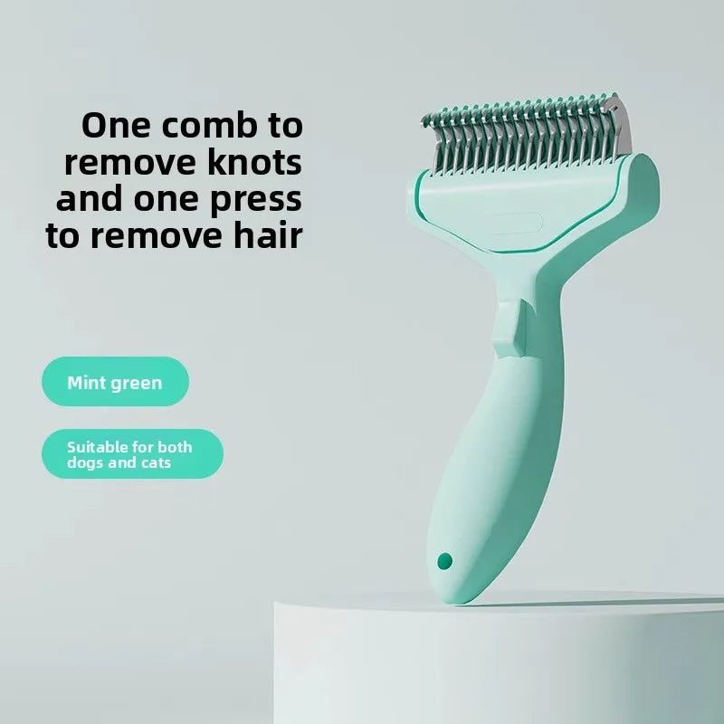 Pet Deshedding Brush – Stainless Steel Cat & Dog Grooming Pet Grooming Brush Babs light green