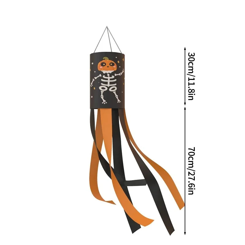 Halloween Windsock Flags – Ghost Pumpkin Skeleton Outdoor Decor Halloween Windsock Flag Babs Black-1PC
