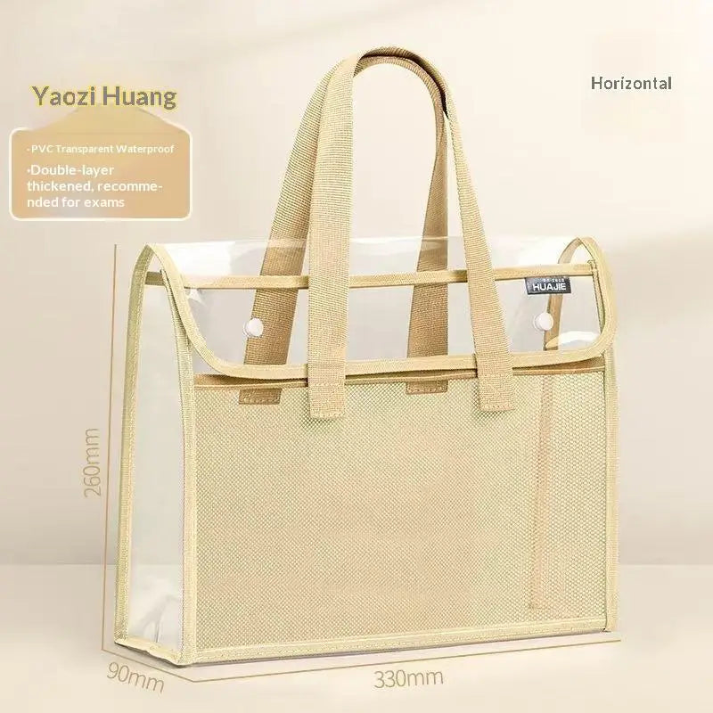 Transparent PVC Exam Tote Bag – Waterproof & Mesh Pockets Clear PVC Tote Bag Babs A8