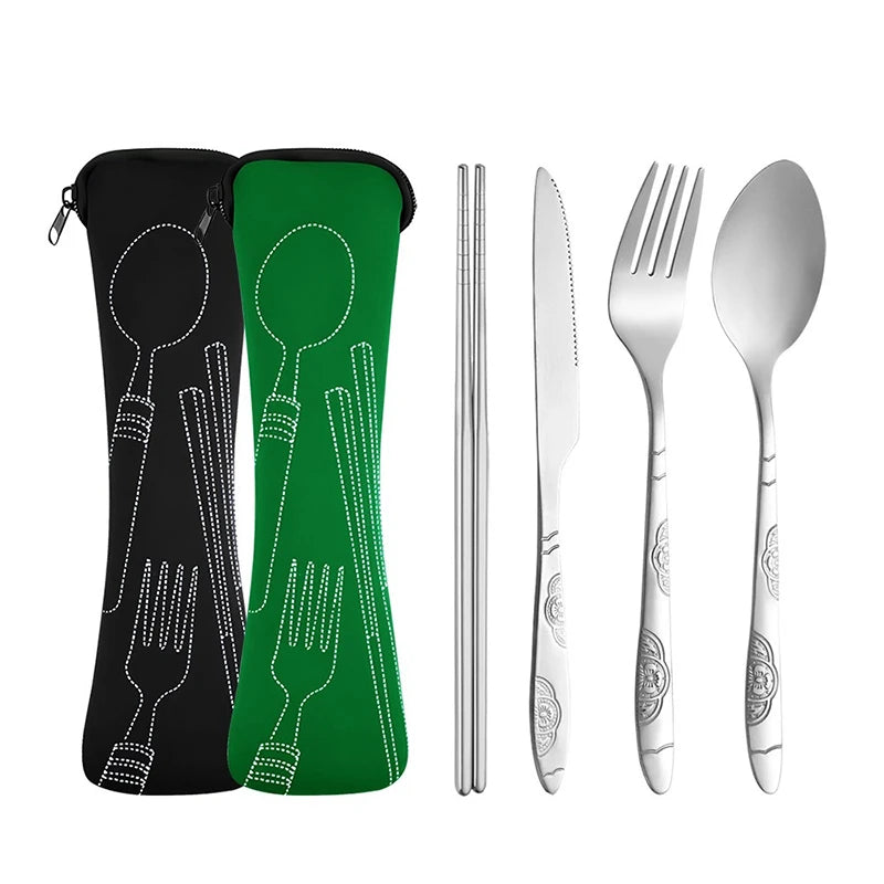 5-Piece Stainless Steel Portable Camping Cutlery Set Camping Cutlery Set Babs