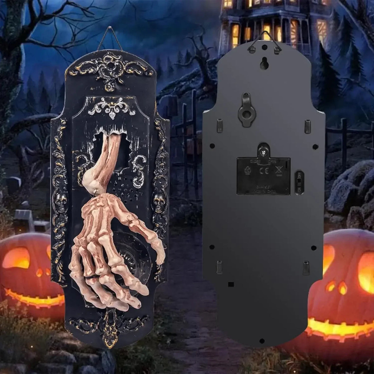 Halloween Motion Sensor Skeleton Doorbell – Mist Spray & Sound Halloween Decoration Babs