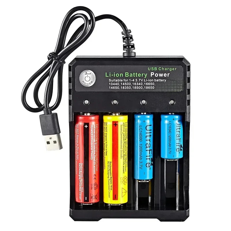 4-Slot Smart USB Charger for 18650 26650 Lithium-Ion Batteries Battery Charger Babs