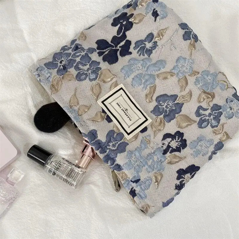 Floral Canvas Cosmetic Bag – Large Travel Makeup Storage Pouch Travel Cosmetic Bag Babs