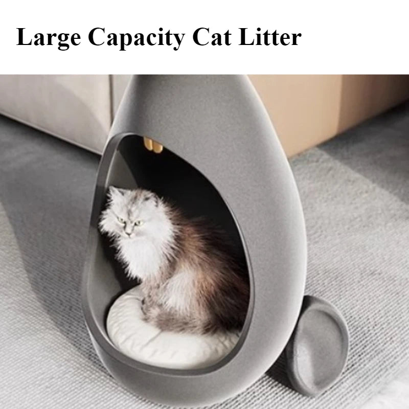 Nordic Round Coffee Table with Cat House & Storage | Modern Coffee Side Table Babs