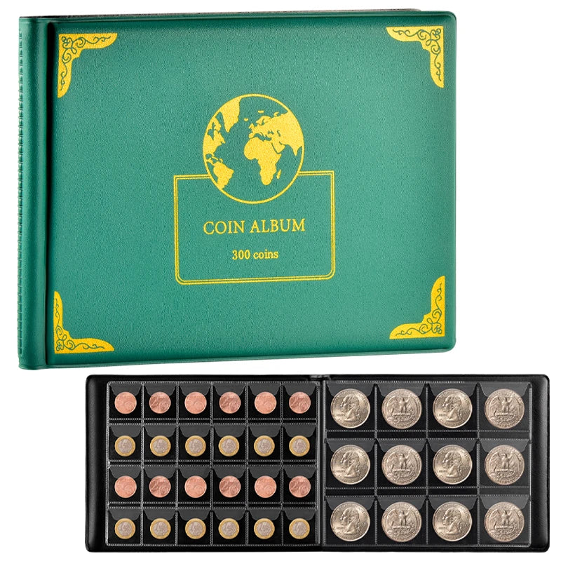 300 Pocket Coin Collection Album Book & Organizer for Collectors Coin Collection Album Babs light green