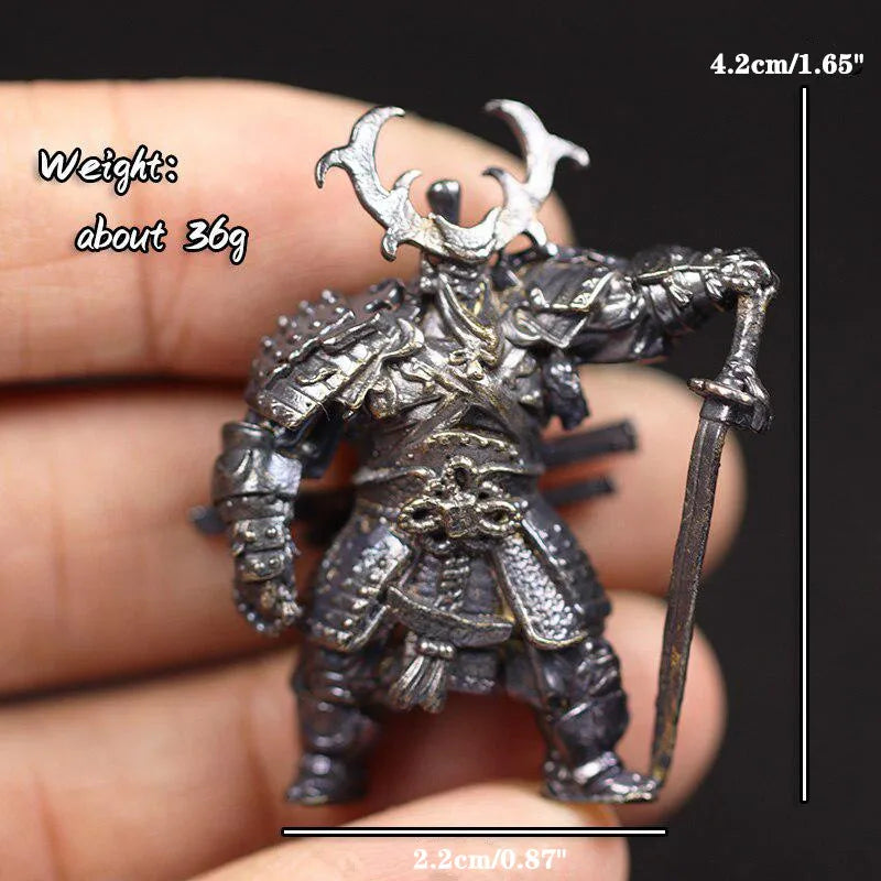 Brass Skeleton Samurai Figurine | Vintage Desktop Miniature Ornament Brass Figurine Babs