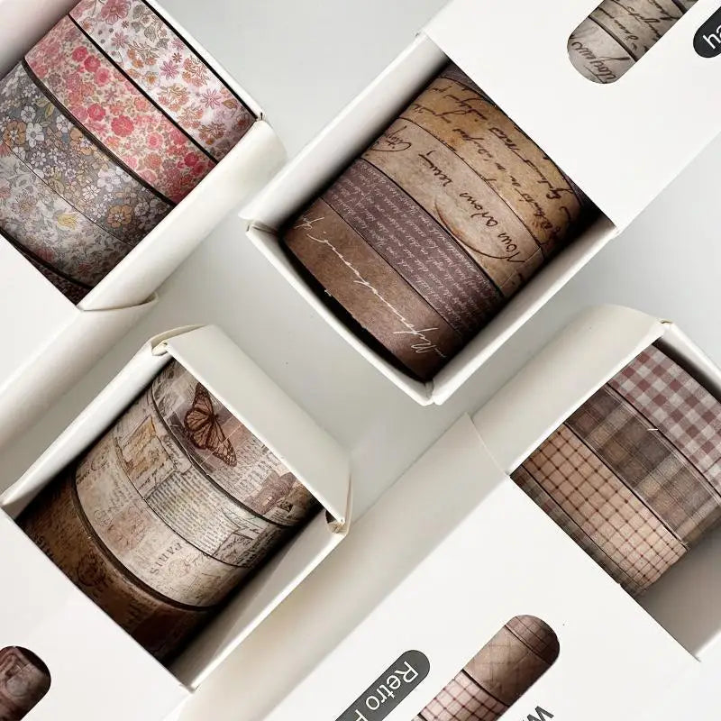 8-Piece Vintage Washi Masking Tape Set for Scrapbooking &amp; DIY Decorative Washi Tape Babs