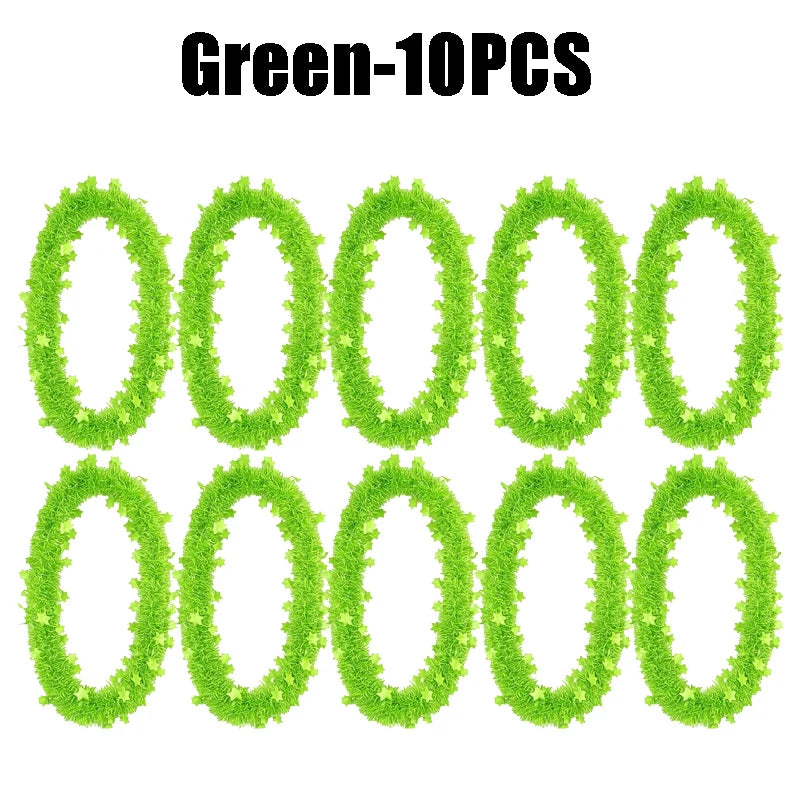 Flower Garland Glow Necklaces UV Blacklight Party Set 16pc Glow Party Necklace Babs Green-10PCS 45CM