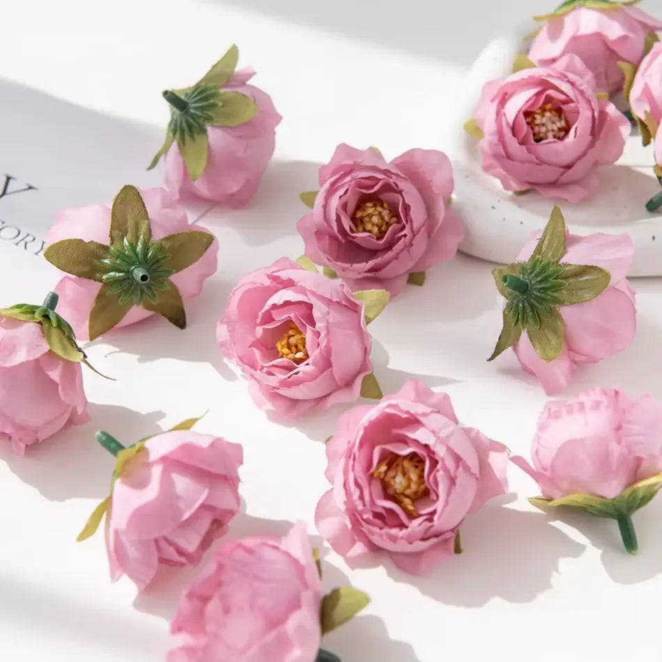 50/100pcs Silk Artificial Rose Heads – Wedding & Home Decor Artificial Silk Flowers Babs