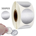 300pcs Gold Round Scratch Off Stickers – DIY Lottery & Raffle Scratch Off Stickers Babs 1PC-silvery