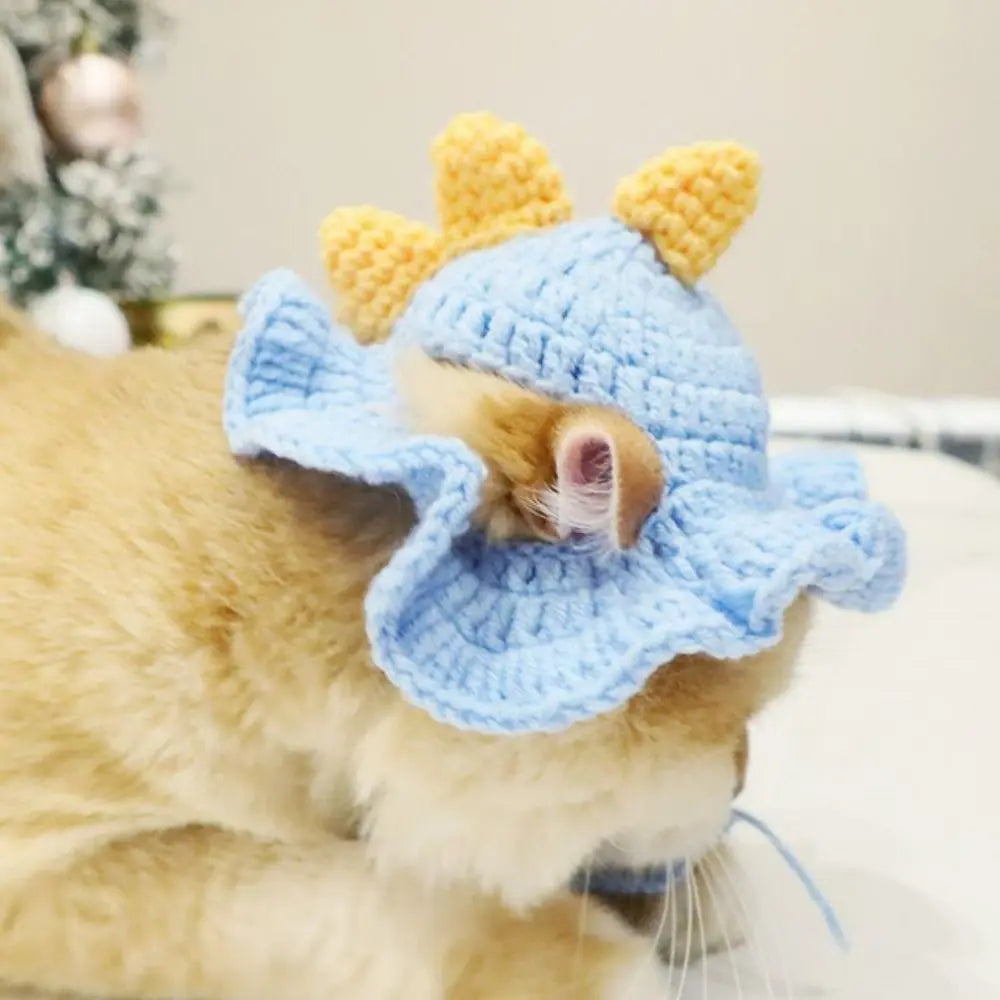 Crochet Frog Hat for Cats & Dogs – Cute Pet Party Photo Prop Pet Costume Hat Babs S-dinosaur
