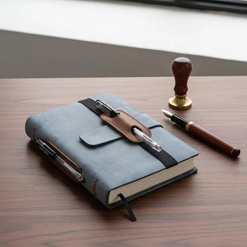 PU Leather Pen Holder with Elastic Band for Notebooks Pen Holder Clip Babs