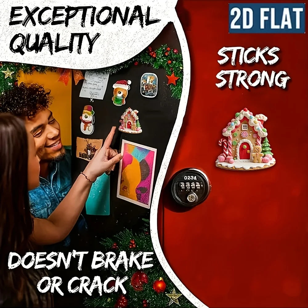 2D Gingerbread House Magnet – Acrylic Xmas Decor & Party Holiday Fridge Magnet Babs