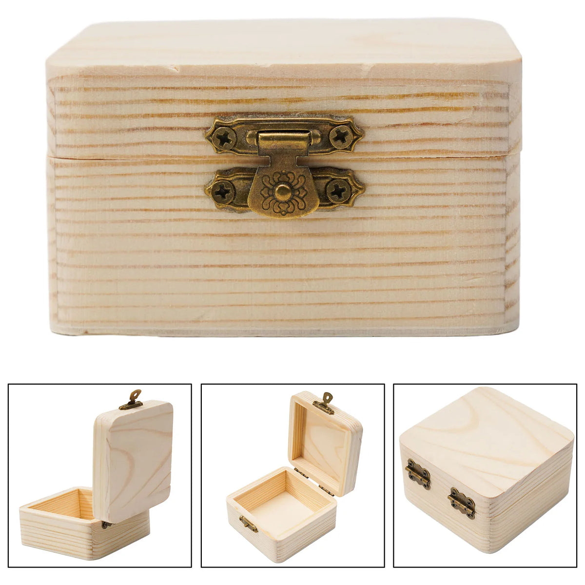 Natural Wood Storage Gift Box 8x8x4.5cm – LEENKEA Wooden Storage Box Babs