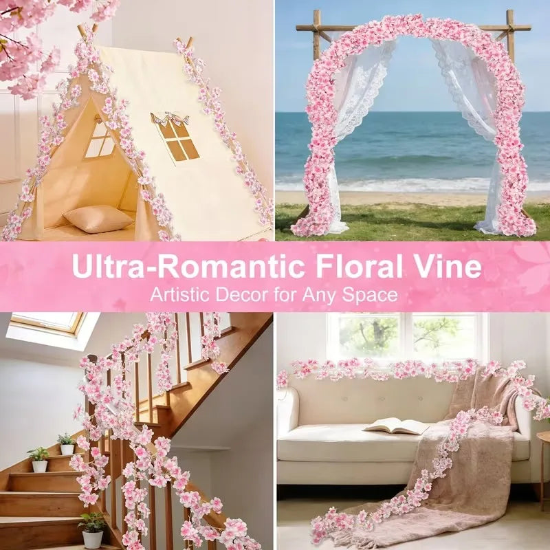 180cm Artificial Cherry Blossom Garland Hanging Vine Wall Decor Artificial Flower Garland Babs