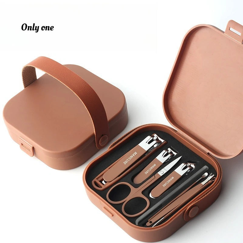 8-Piece Stainless Steel Nail Clipper Set – Anti-Splash Kit Nail Clipper Set Babs Brown 8-piece set
