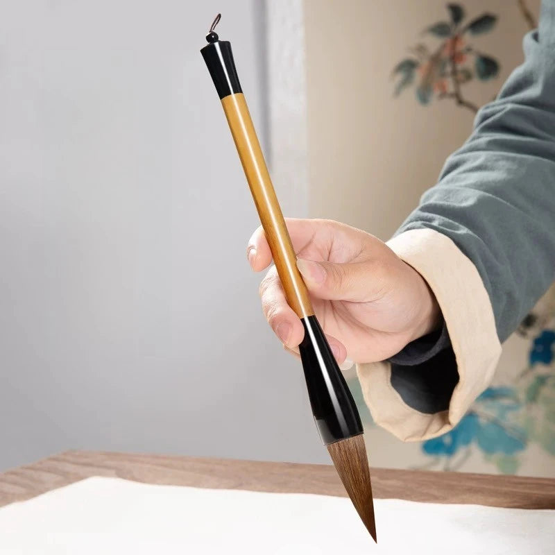 Large Calligraphy Brush – Sheep & Wolf Hair, Wooden Handle Calligraphy Brush Babs