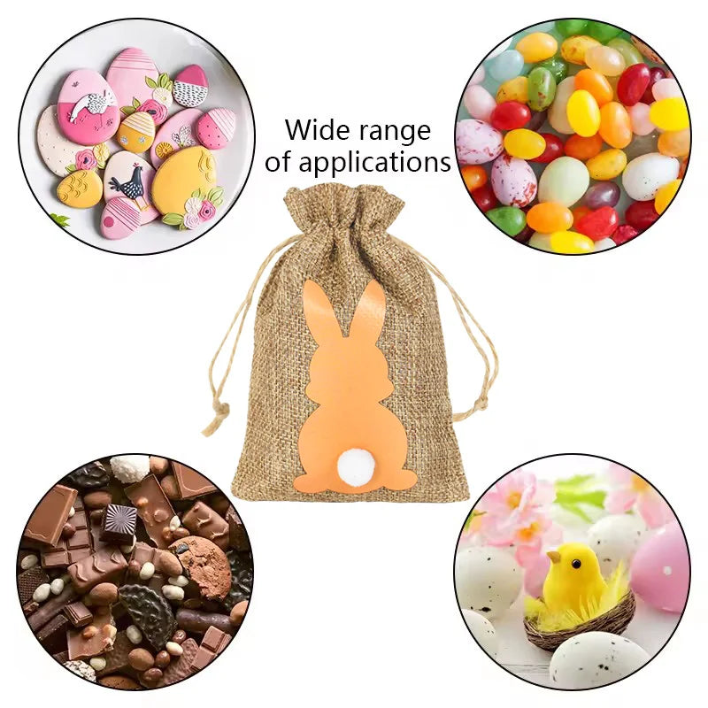 6pcs Easter Burlap Bunny Candy Treat Bags – Party Gift Supplies Easter Party Bags Babs