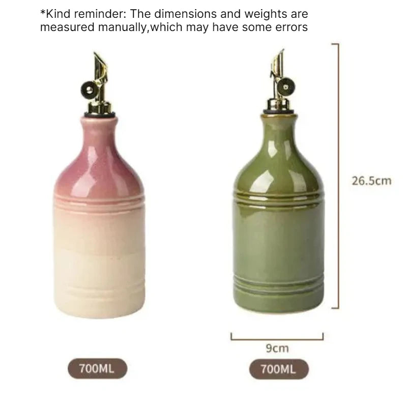 Retro Ceramic Olive Oil Bottle with Stainless Steel Spout Ceramic Oil Dispenser Babs
