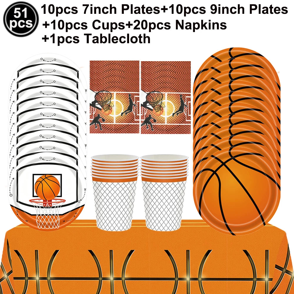 Basketball Birthday Party Decor – Foil Balloon, Banner & Swirls Party Decoration Set Babs MULTI As pictures show