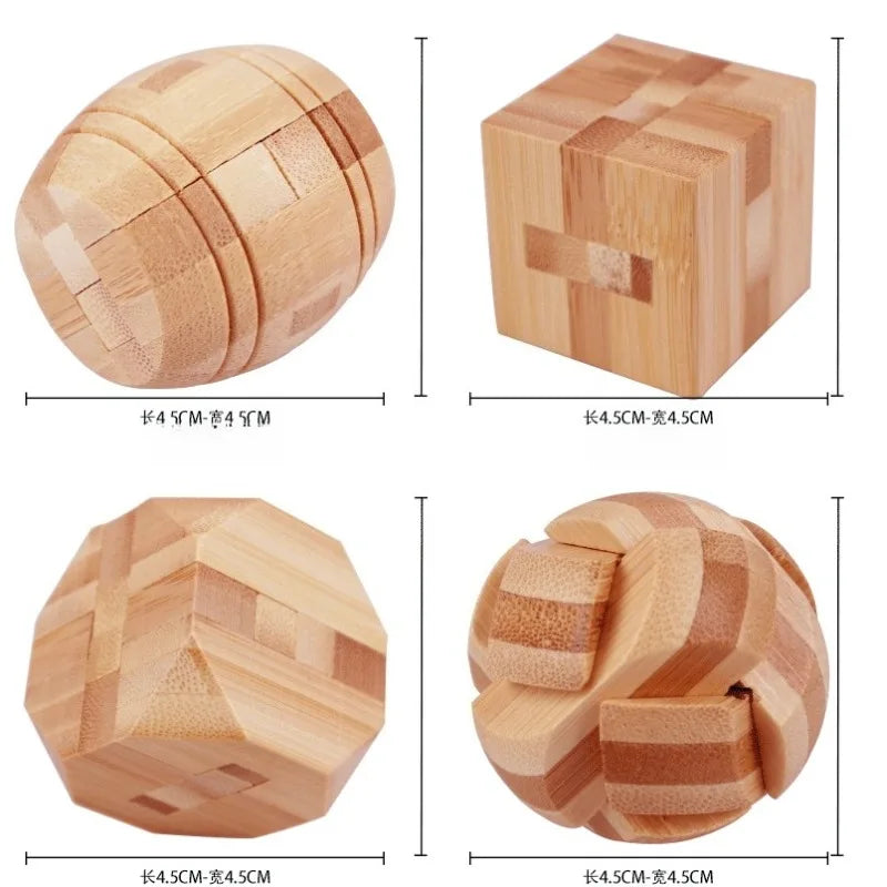 Bamboo Kongming Lock 3D Interlocking Puzzle Brain Teaser Toy 3D Interlocking Puzzle Babs
