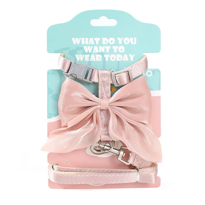 Bowknot Cat Harness & Leash Set – Adjustable for Small Pets Cat Harness & Leash Babs Pink M