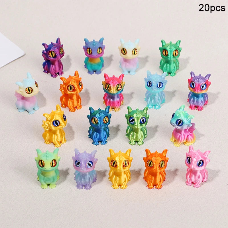 Mini Dragon Figurines 5/10/20Pcs – 3D Printed Party Favors Dragon Figurines Set Babs 20Pcs