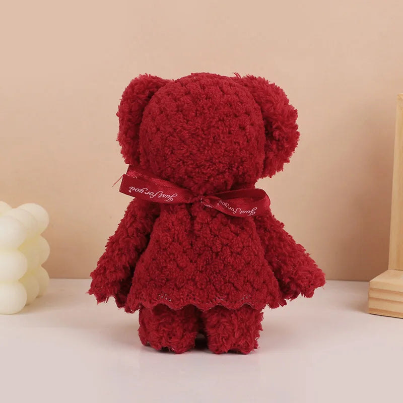 Teddy Bear Towel Gift 1-10Pcs | Baby Shower & Party Favors Novelty Towel Gift Babs Red 5Pcs