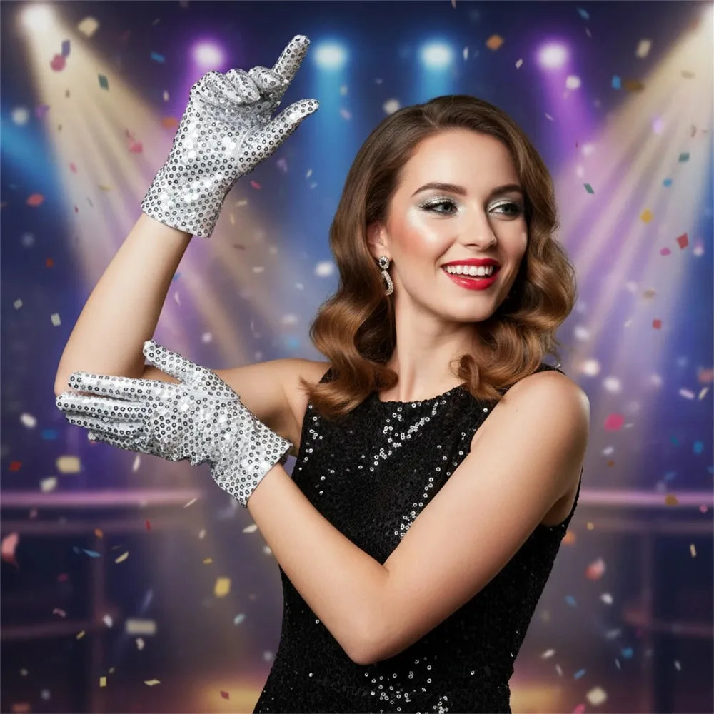 Sparkly Sequin Gloves for Dance, Party & Costume – Unisex Costume Sequin Gloves Babs