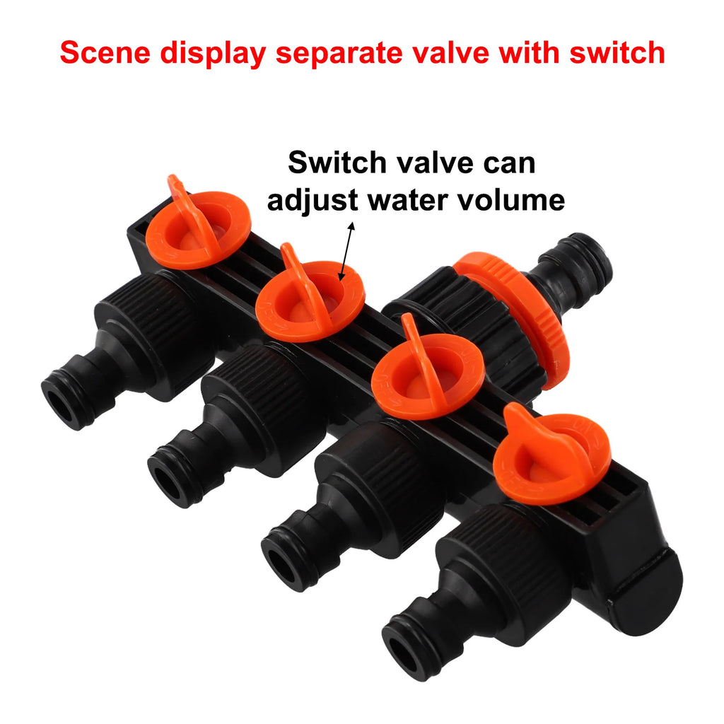 4-Way Garden Hose Splitter & Faucet Diverter with Valves Garden Hose Splitter Babs