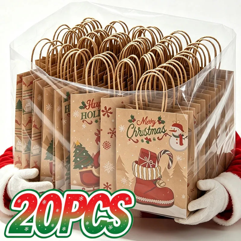 Christmas Kraft Paper Gift Bags – Festive Xmas Packing Bags Christmas Gift Bags Babs