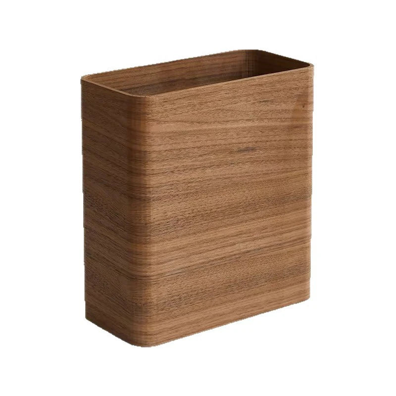 Wooden Waste Bin Large Capacity Trash Basket w/ Flap Lid Wooden Waste Bin Babs
