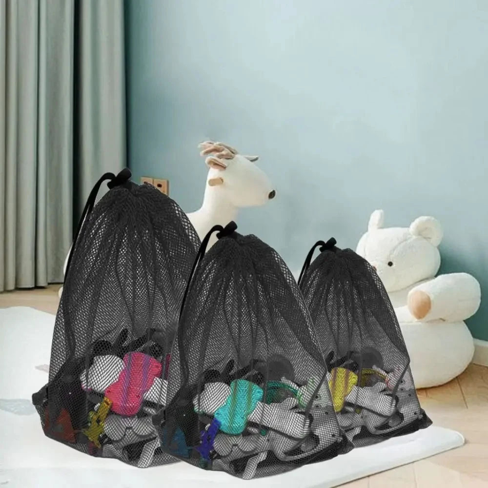 Black Mesh Drawstring Bag – Sports, Swimming & Travel Mesh Drawstring Bag Babs