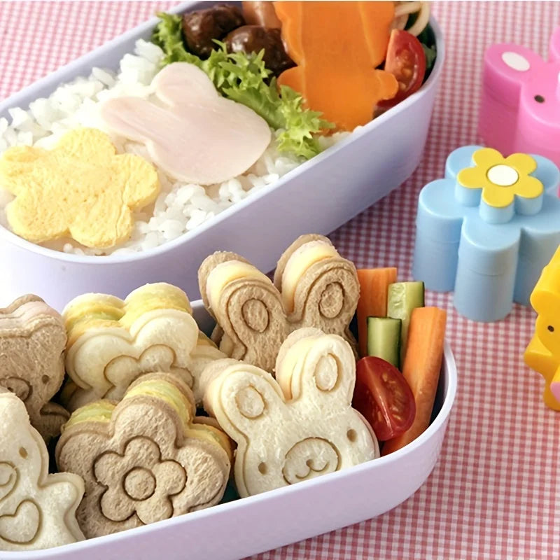 3-Piece Sandwich Cutters – Rabbit, Panda & Flower Bread Molds Sandwich Cutter Molds Babs